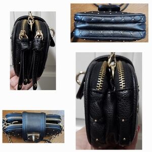 BEBE Black Quilted Stud Mini Crossbody - Vegan Leather